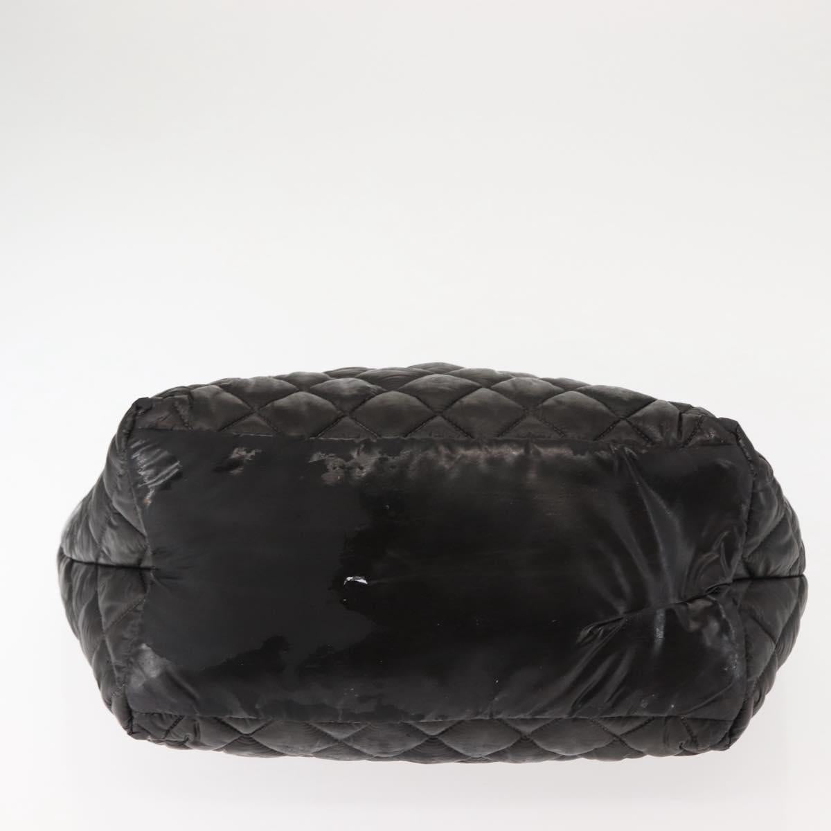CHANEL Coco Cocoon Hand Bag Nylon Black Silver CC Auth bs29815