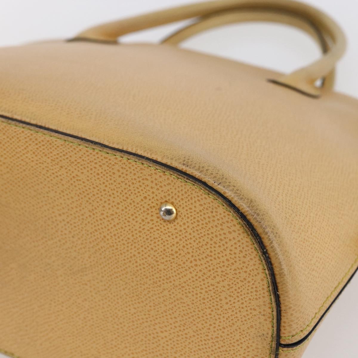 CELINE Hand Bag Leather 2way Yellow Gold Auth bs29816