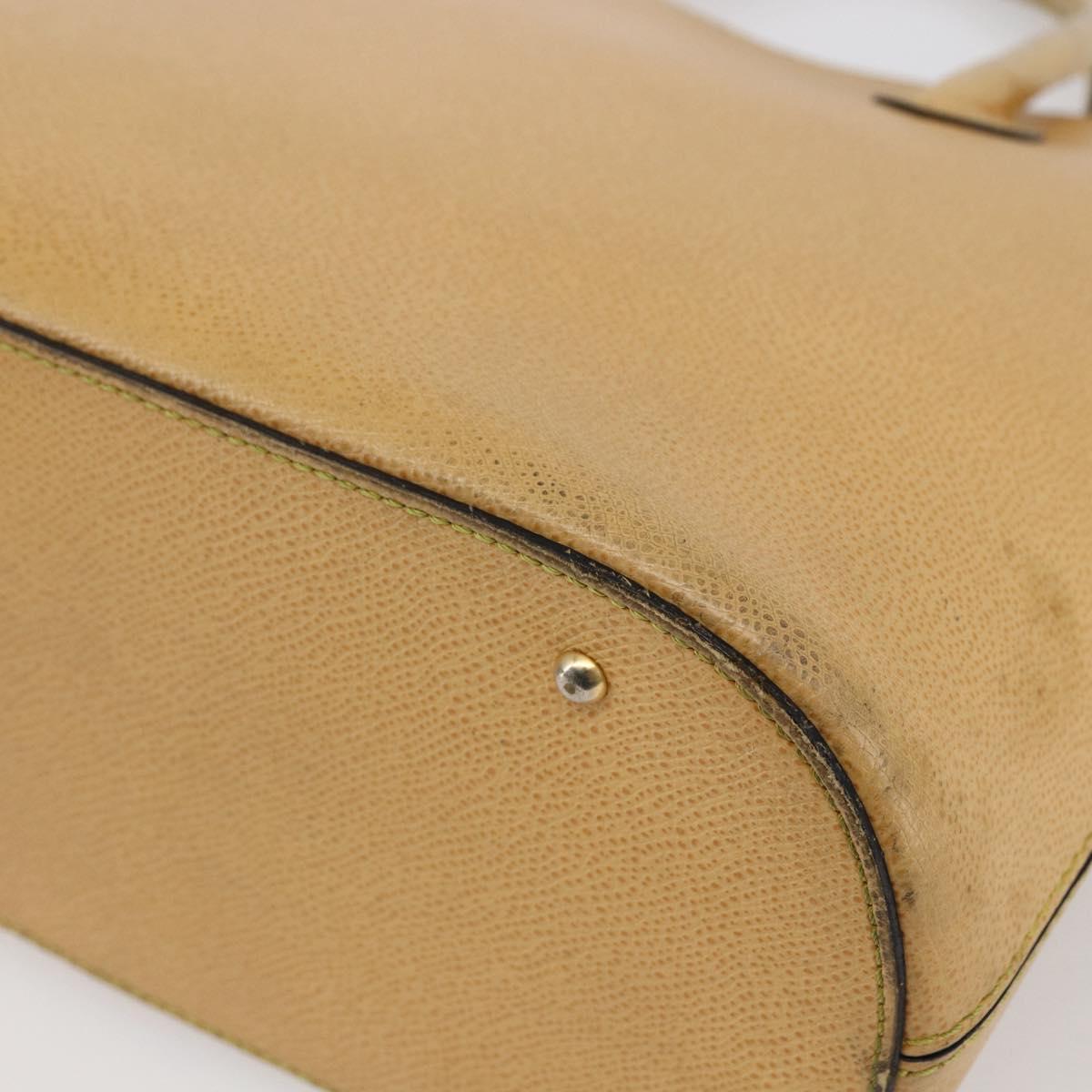 CELINE Hand Bag Leather 2way Yellow Gold Auth bs29816