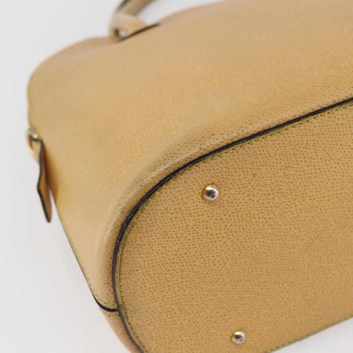 CELINE Hand Bag Leather 2way Yellow Gold Auth bs29816