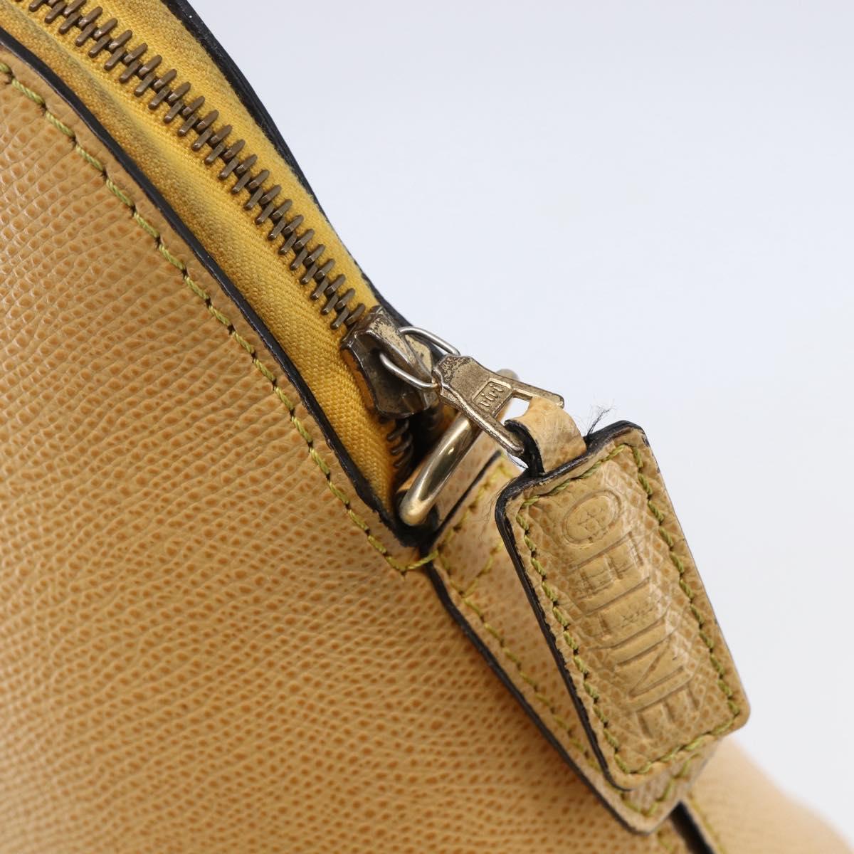CELINE Hand Bag Leather 2way Yellow Gold Auth bs29816