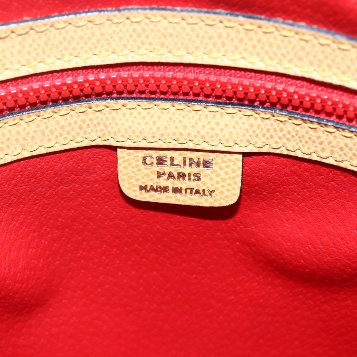 CELINE Hand Bag Leather 2way Yellow Gold Auth bs29816