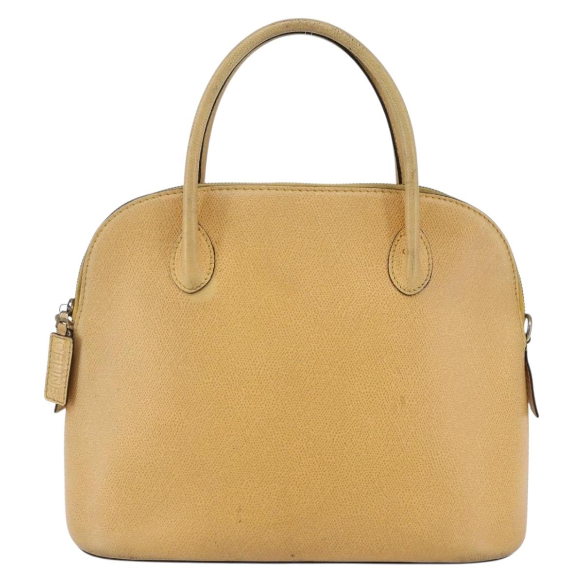 CELINE Hand Bag Leather 2way Yellow Gold Auth bs29816