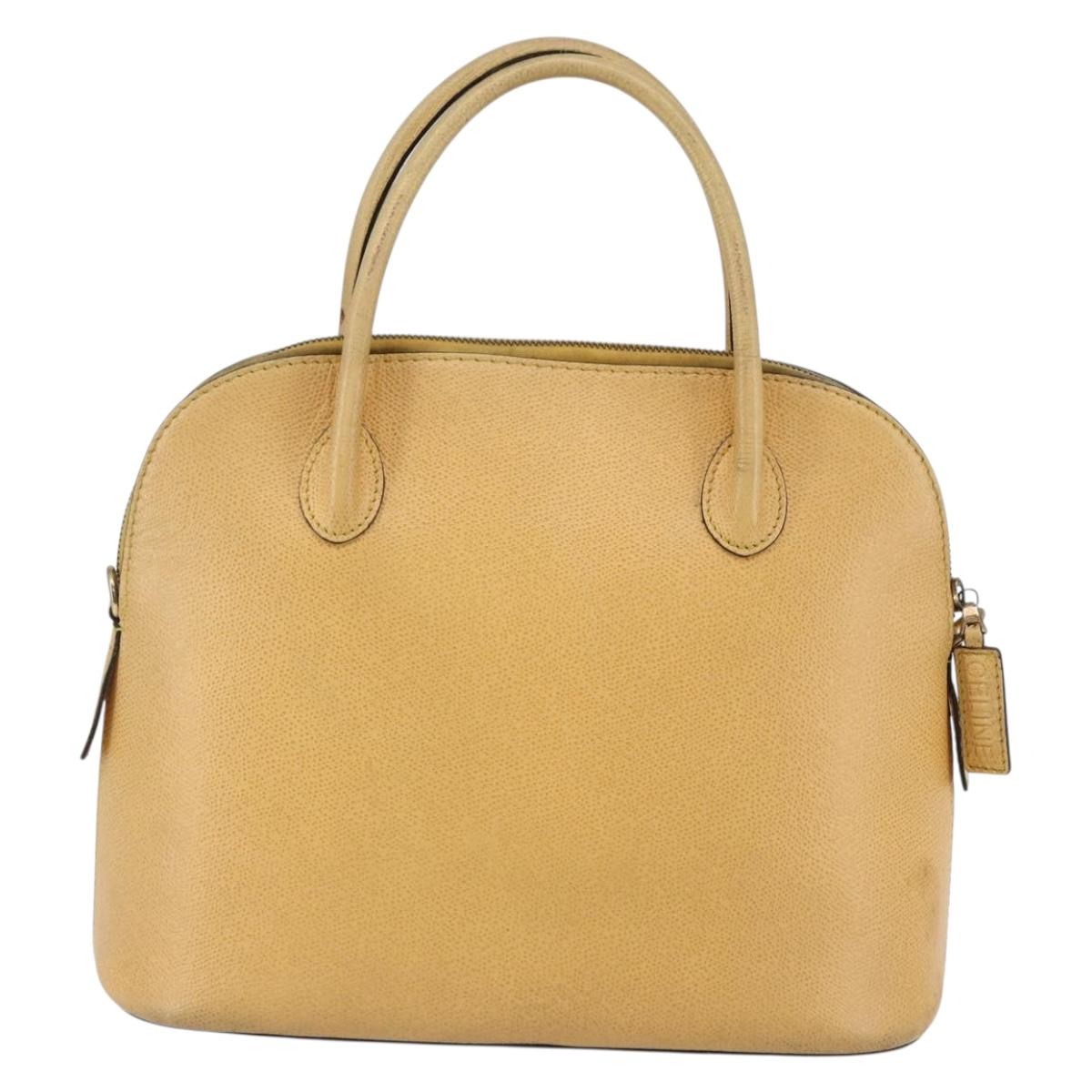 CELINE Hand Bag Leather 2way Yellow Gold Auth bs29816