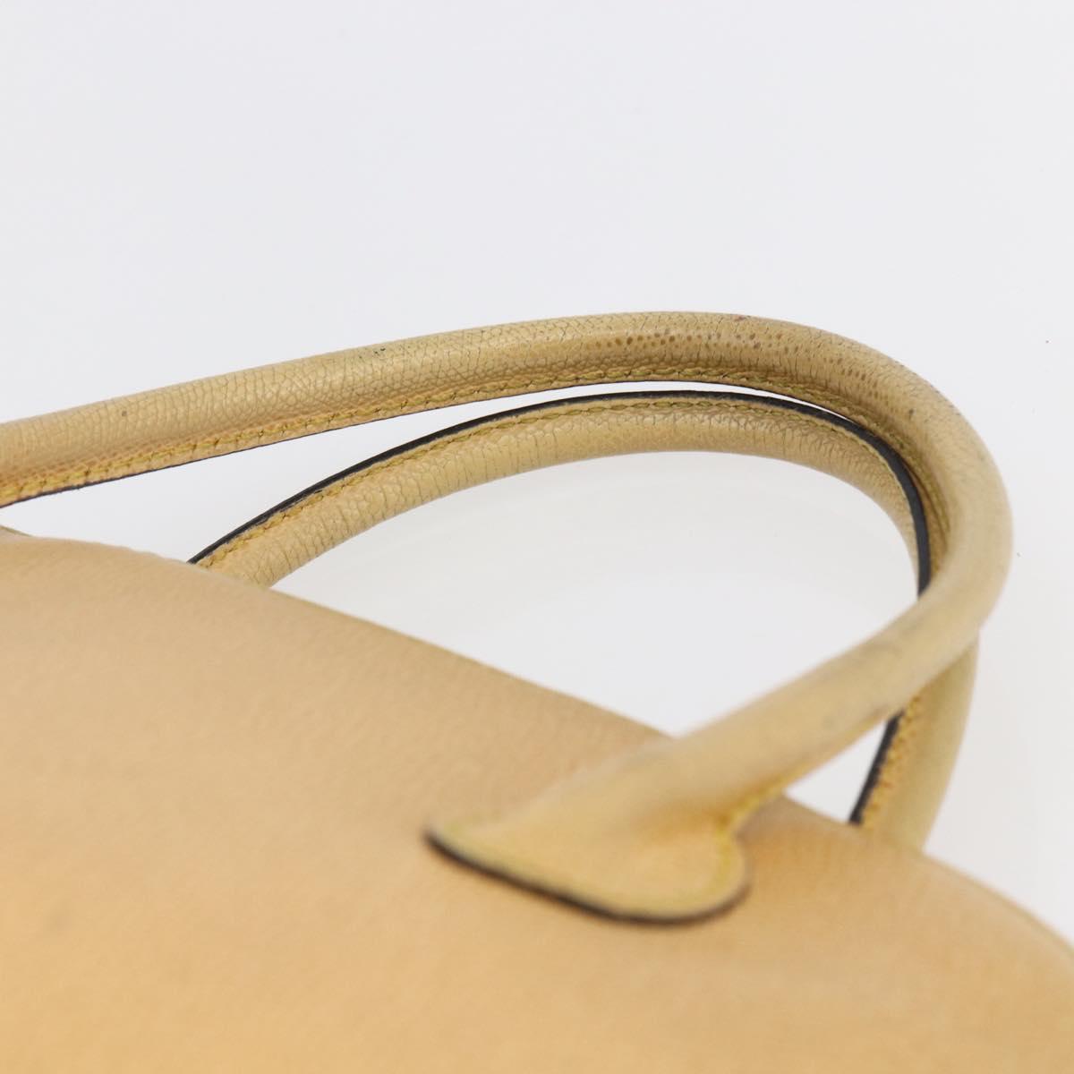 CELINE Hand Bag Leather 2way Yellow Gold Auth bs29816