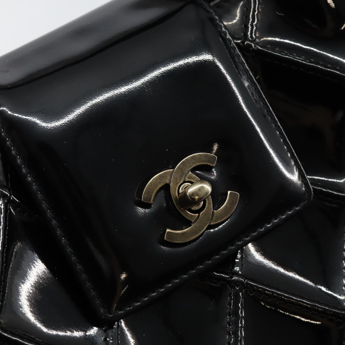 CHANEL Bicolore Shoulder Bag Patent leather Black CC Auth bs29817