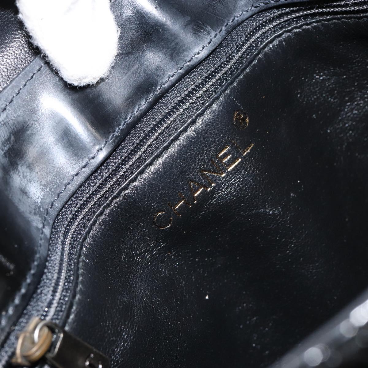 CHANEL Bicolore Shoulder Bag Patent leather Black CC Auth bs29817