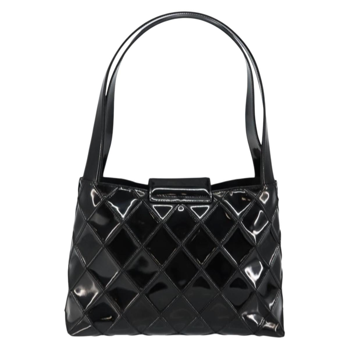 CHANEL Bicolore Shoulder Bag Patent leather Black CC Auth bs29817