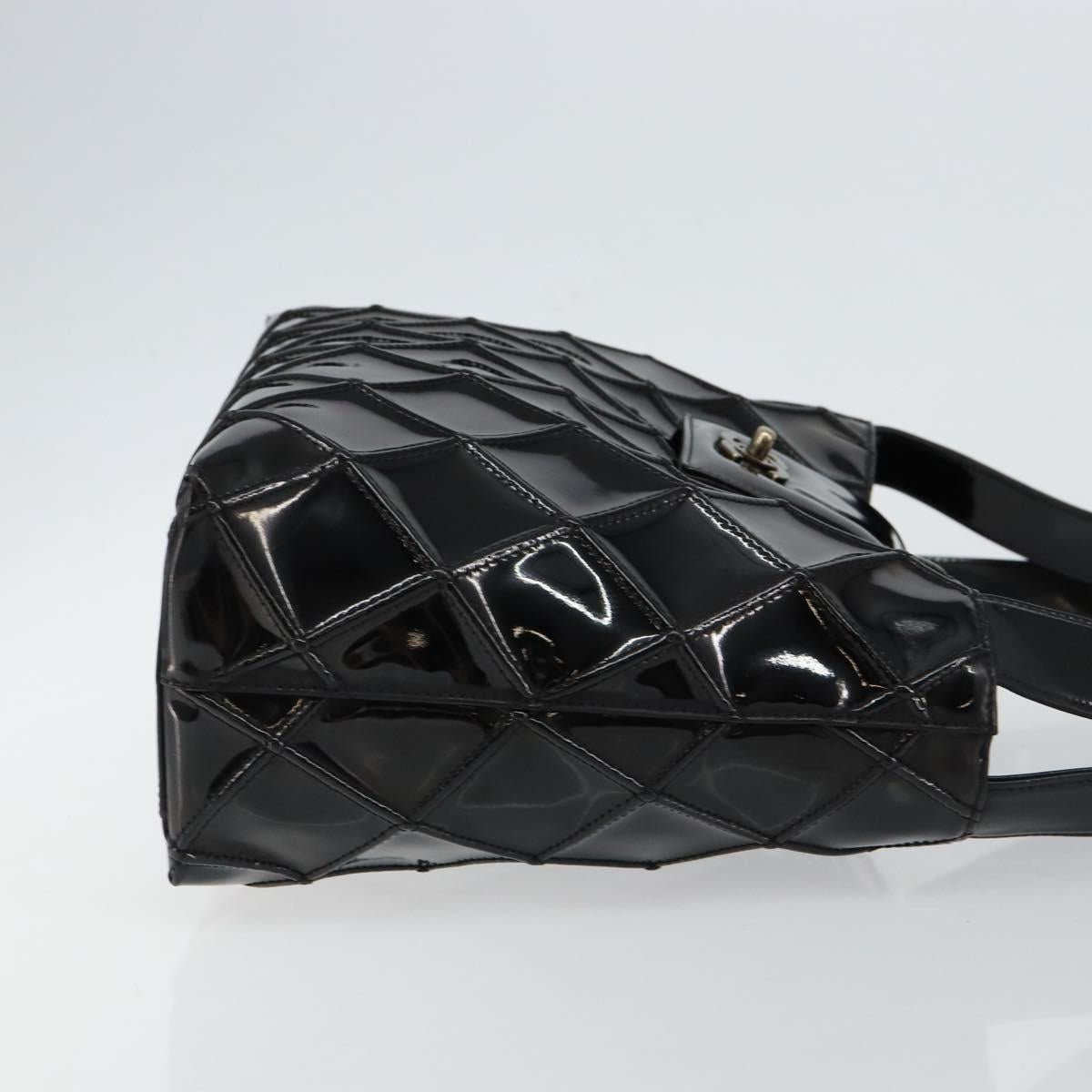 CHANEL Bicolore Shoulder Bag Patent leather Black CC Auth bs29817