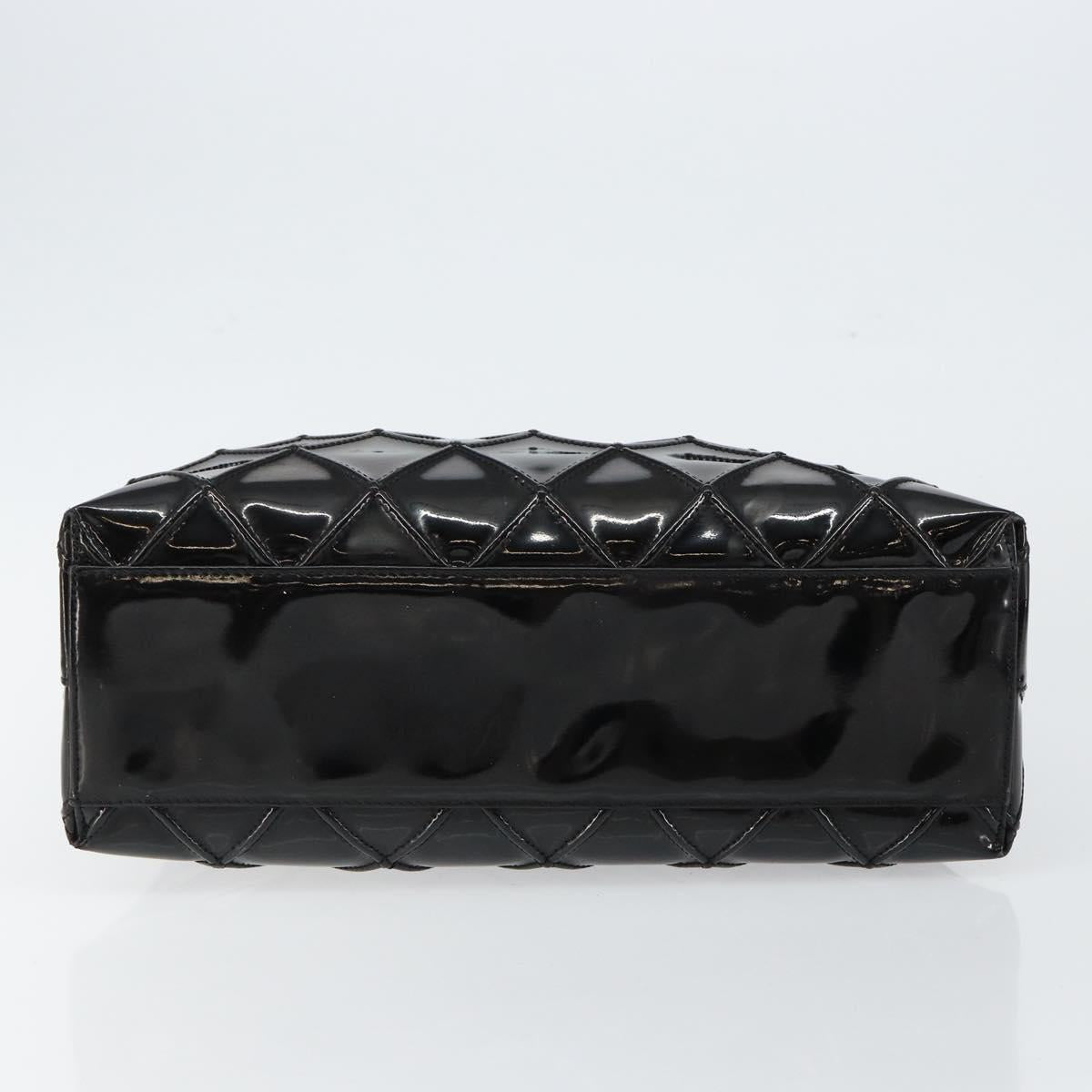 CHANEL Bicolore Shoulder Bag Patent leather Black CC Auth bs29817