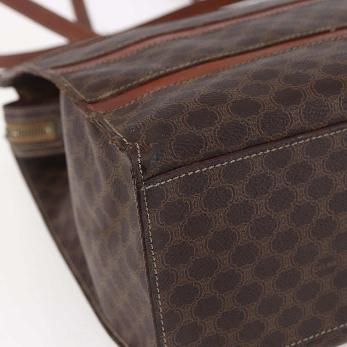CELINE Macadam Canvas Tote Bag PVC Leather Brown Gold Auth bs29818