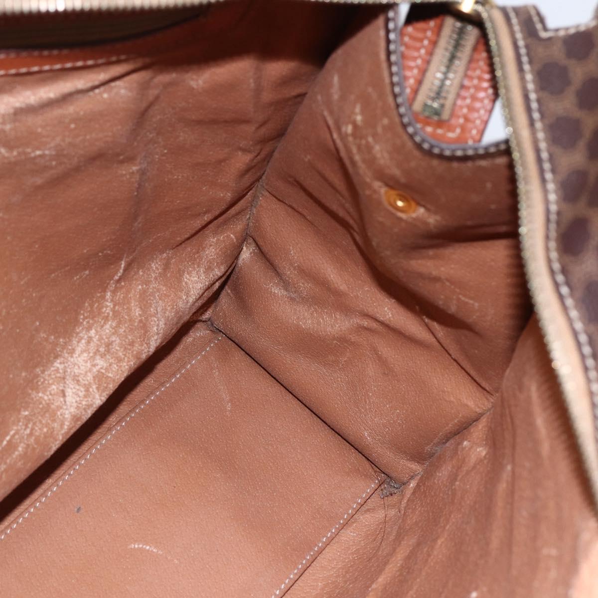 CELINE Macadam Canvas Tote Bag PVC Leather Brown Gold Auth bs29818