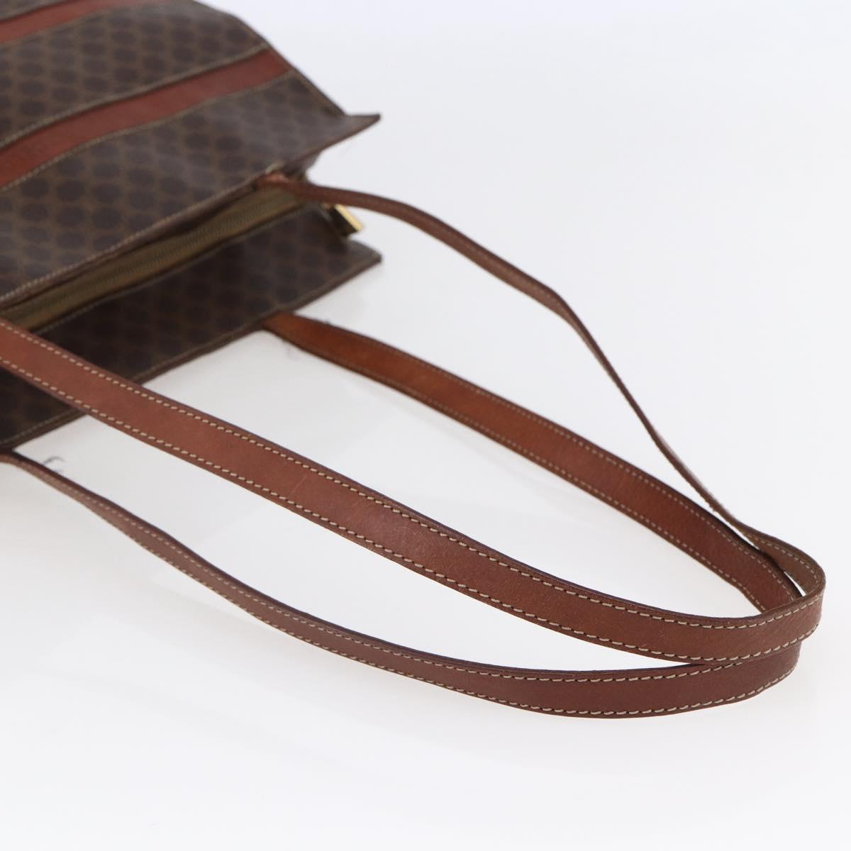 CELINE Macadam Canvas Tote Bag PVC Leather Brown Gold Auth bs29818