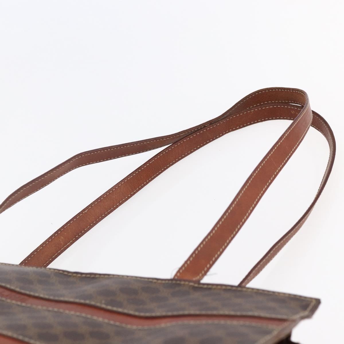 CELINE Macadam Canvas Tote Bag PVC Leather Brown Gold Auth bs29818