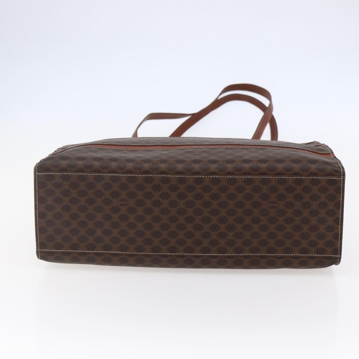 CELINE Macadam Canvas Tote Bag PVC Leather Brown Gold Auth bs29818