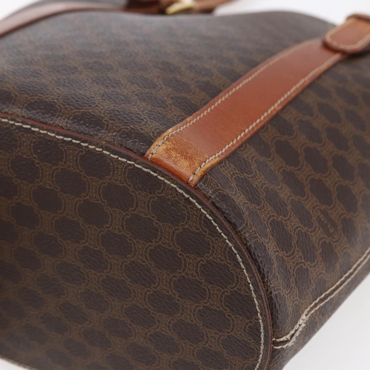 CELINE Macadam Canvas Tote Bag PVC Leather Brown Gold Auth bs29819
