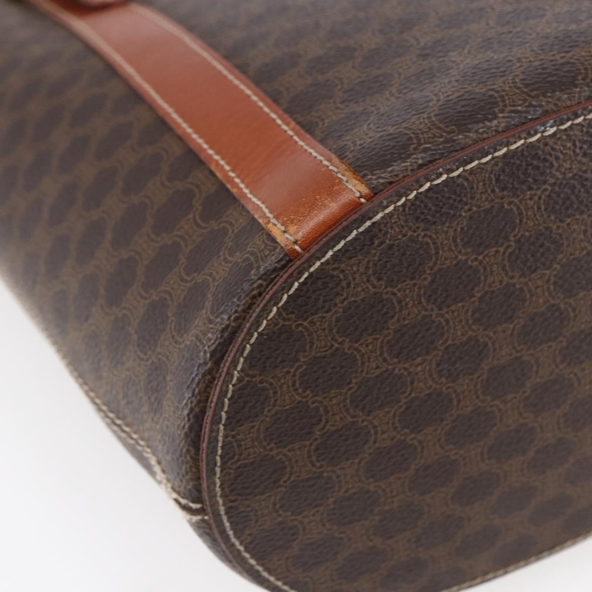 CELINE Macadam Canvas Tote Bag PVC Leather Brown Gold Auth bs29819