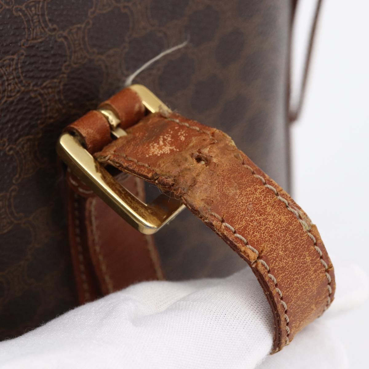 CELINE Macadam Canvas Tote Bag PVC Leather Brown Gold Auth bs29819