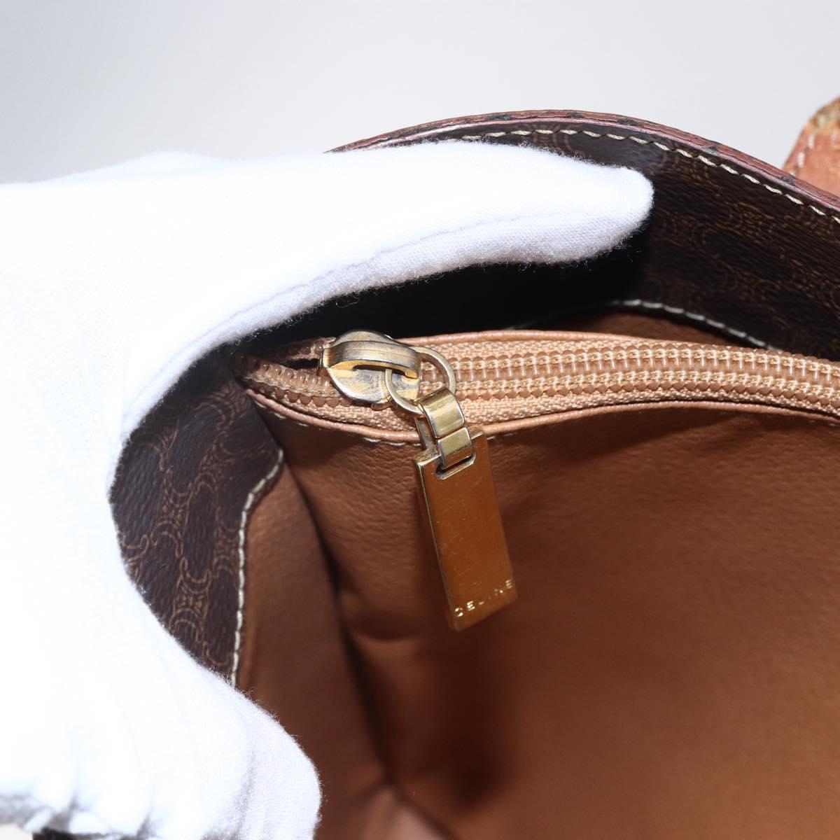 CELINE Macadam Canvas Tote Bag PVC Leather Brown Gold Auth bs29819