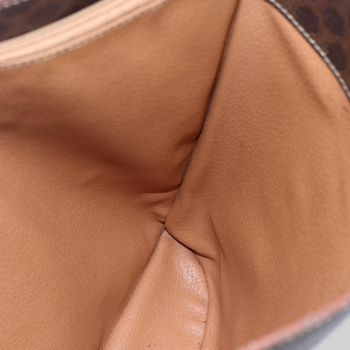 CELINE Macadam Canvas Tote Bag PVC Leather Brown Gold Auth bs29819