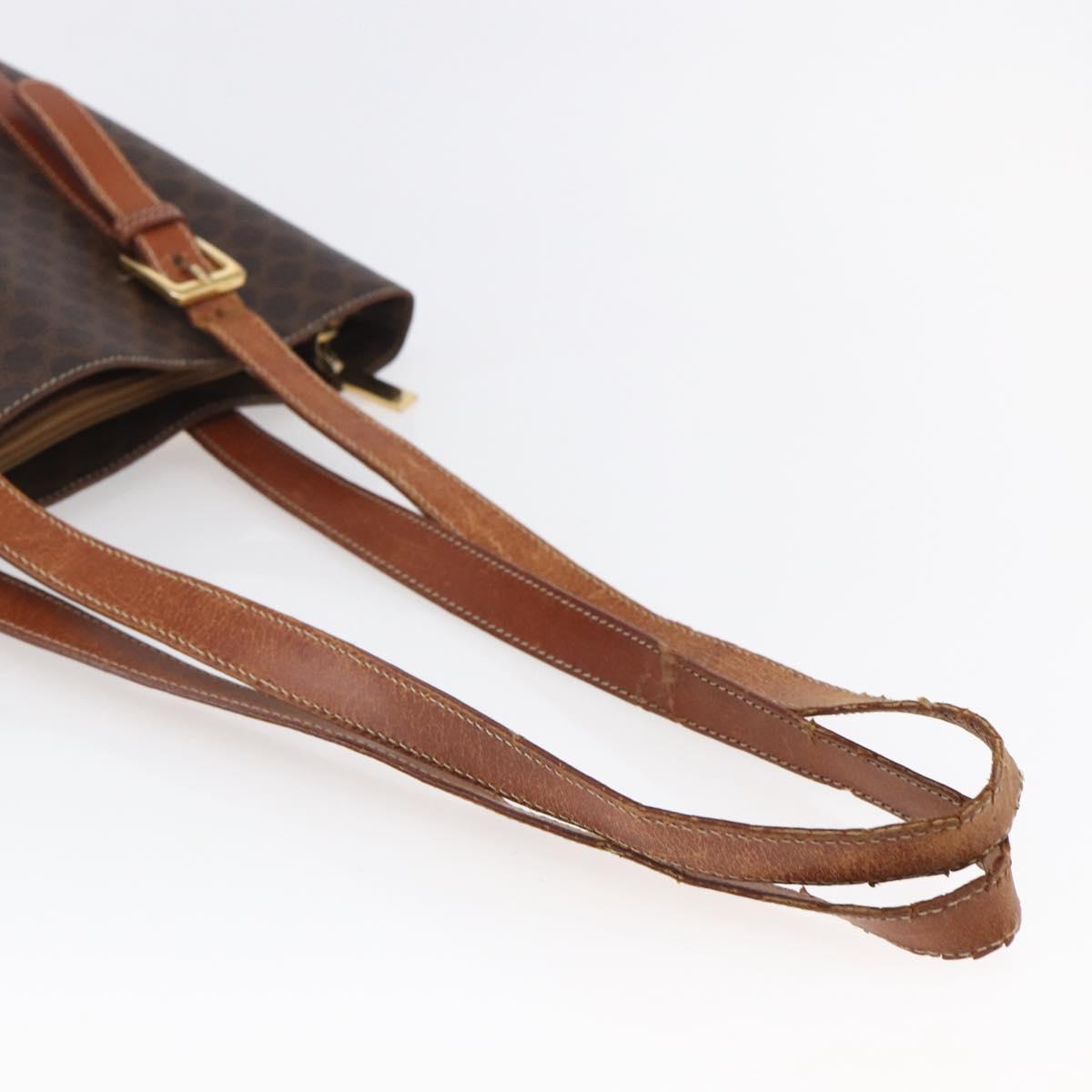 CELINE Macadam Canvas Tote Bag PVC Leather Brown Gold Auth bs29819