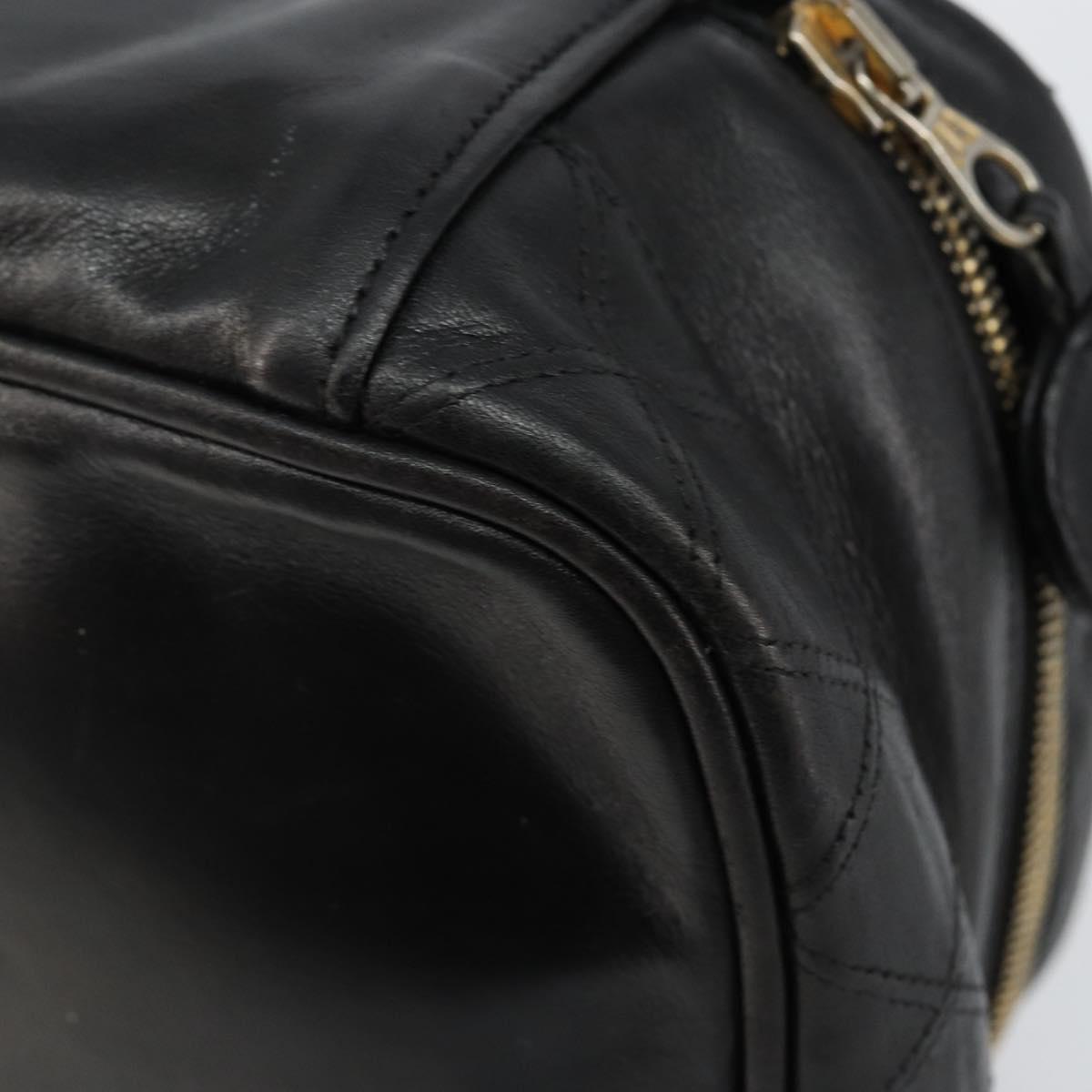 CHANEL Matelasse Vanity Pouch Lamb Skin Black Gold CC Auth bs29827