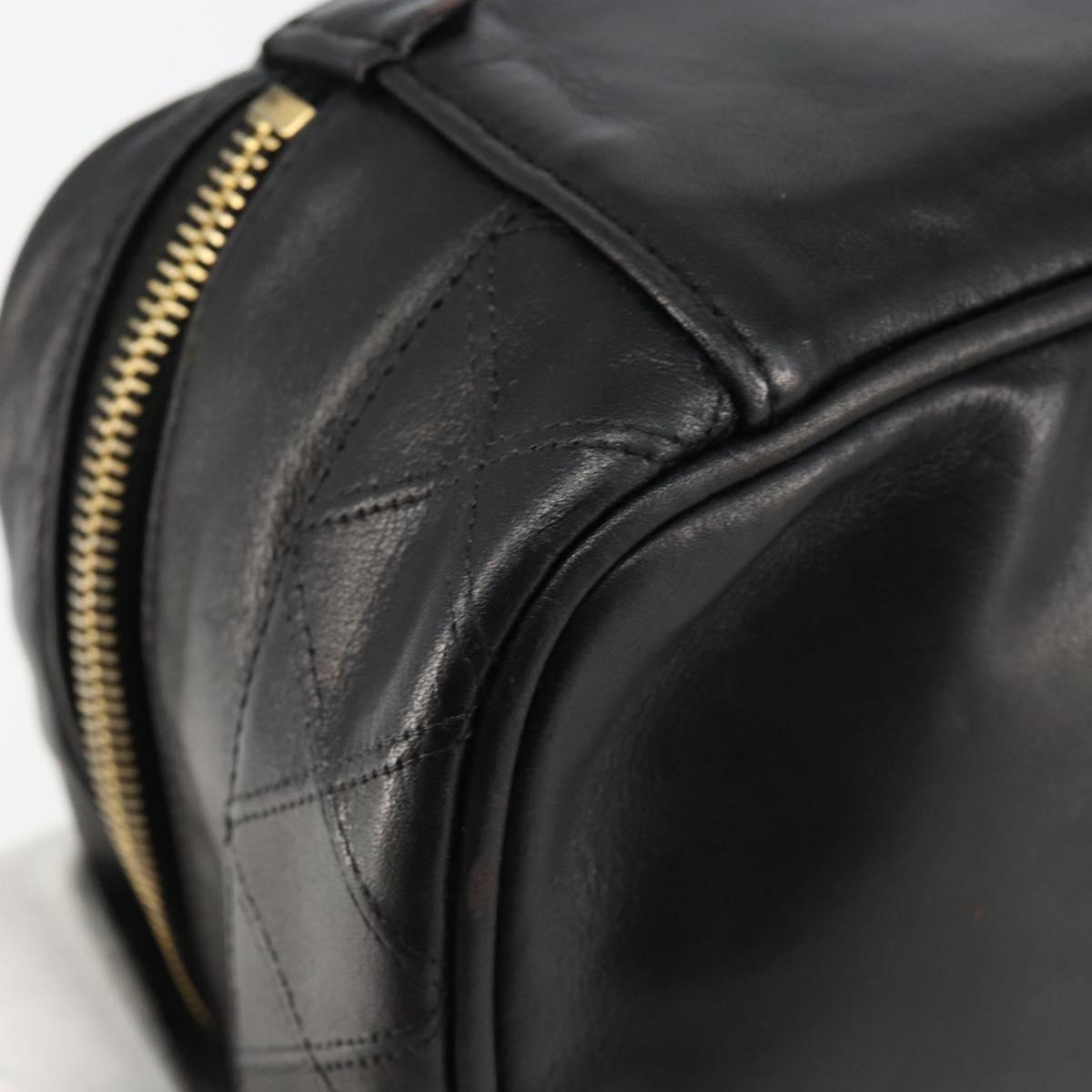 CHANEL Matelasse Vanity Pouch Lamb Skin Black Gold CC Auth bs29827