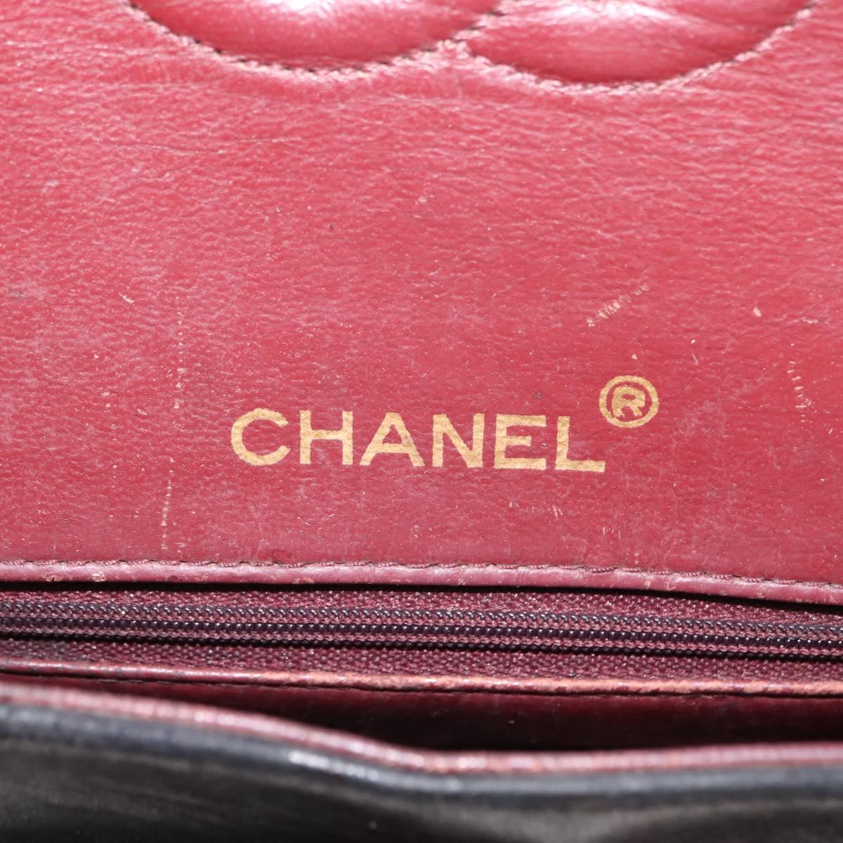 CHANEL Matelasse Chain Shoulder Bag Lamb Skin Black Gold CC Auth bs29828