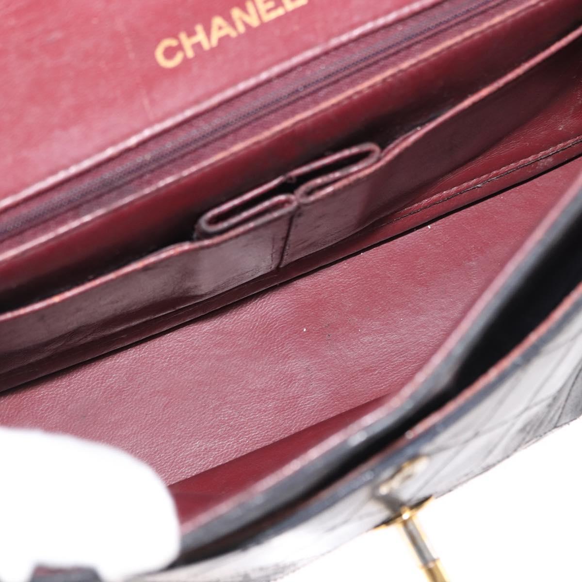CHANEL Matelasse Chain Shoulder Bag Lamb Skin Black Gold CC Auth bs29828