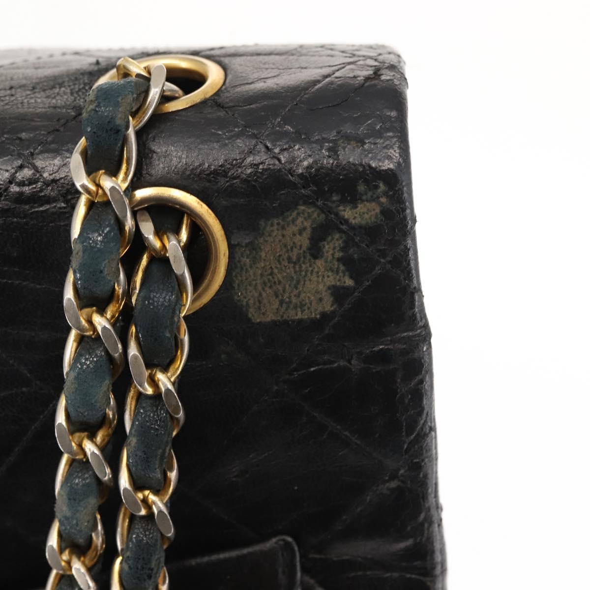 CHANEL Matelasse Chain Shoulder Bag Lamb Skin Black Gold CC Auth bs29828