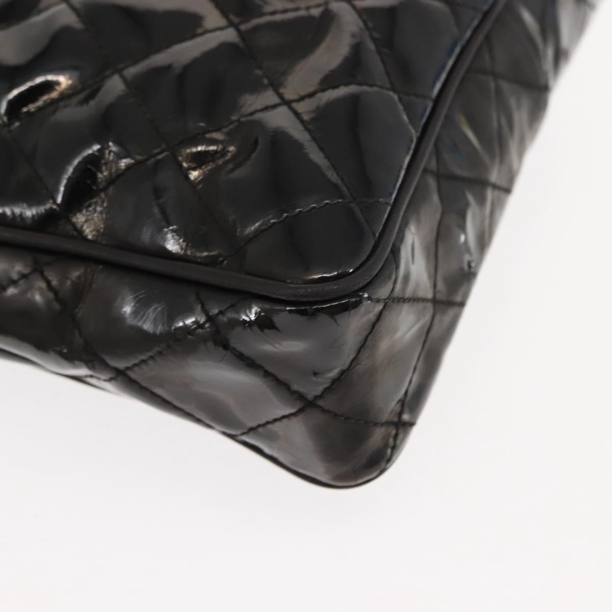 CHANEL Chain Matelasse Shoulder Bag Patent leather Black Gold CC Auth bs29829