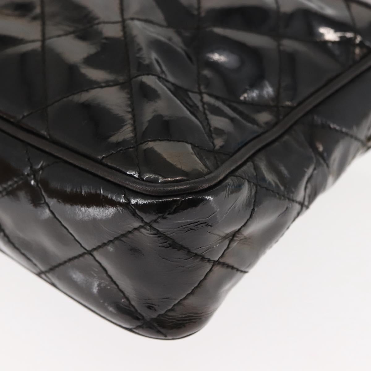 CHANEL Chain Matelasse Shoulder Bag Patent leather Black Gold CC Auth bs29829