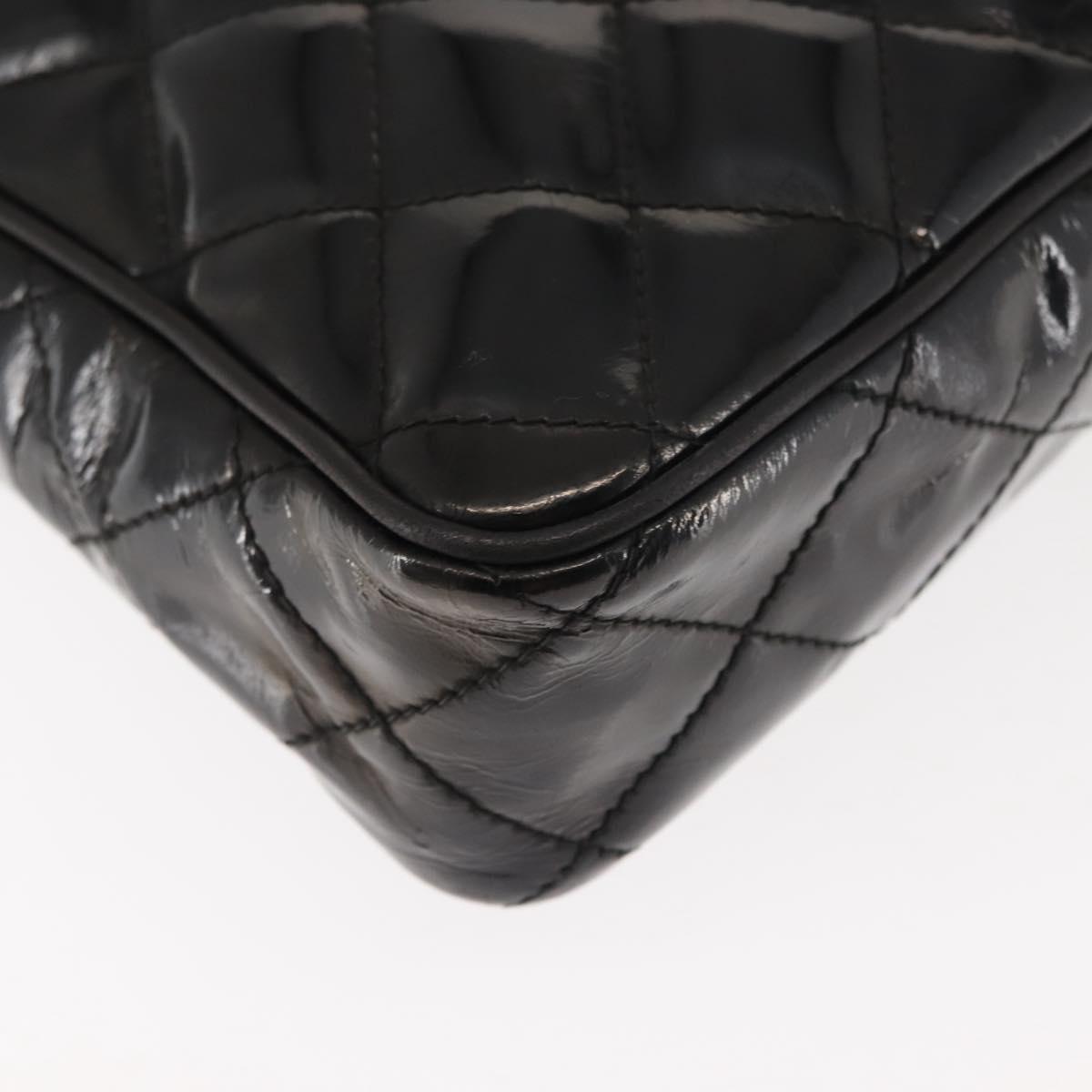 CHANEL Chain Matelasse Shoulder Bag Patent leather Black Gold CC Auth bs29829