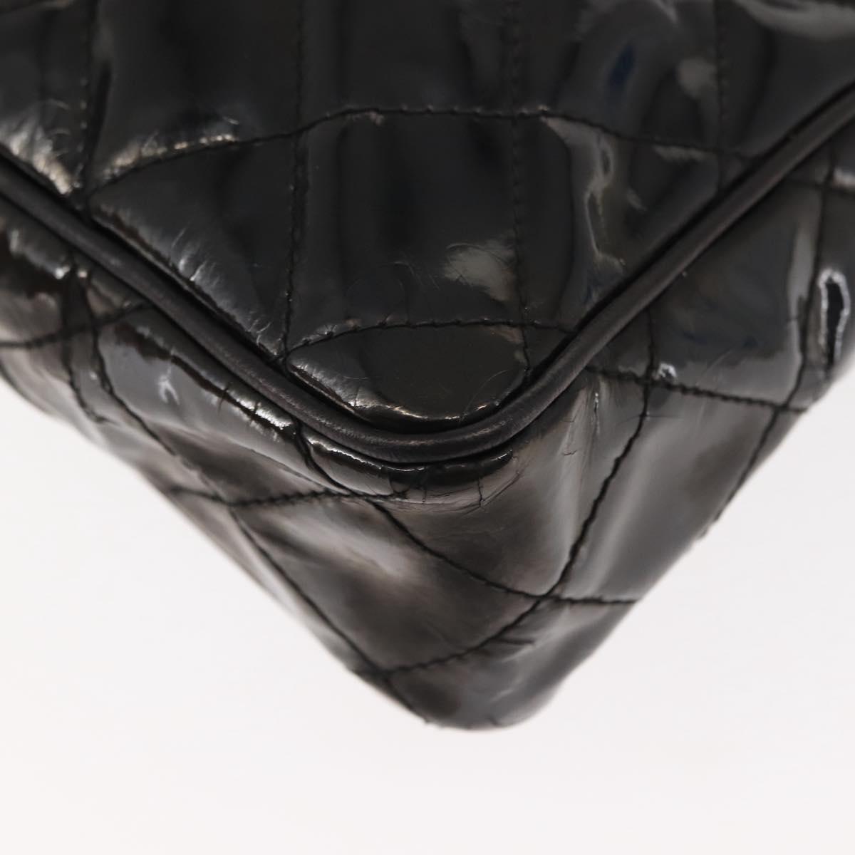 CHANEL Chain Matelasse Shoulder Bag Patent leather Black Gold CC Auth bs29829
