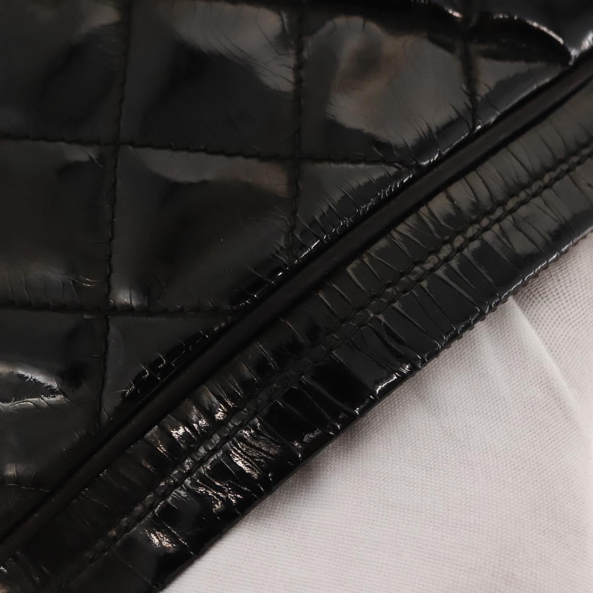 CHANEL Chain Matelasse Shoulder Bag Patent leather Black Gold CC Auth bs29829