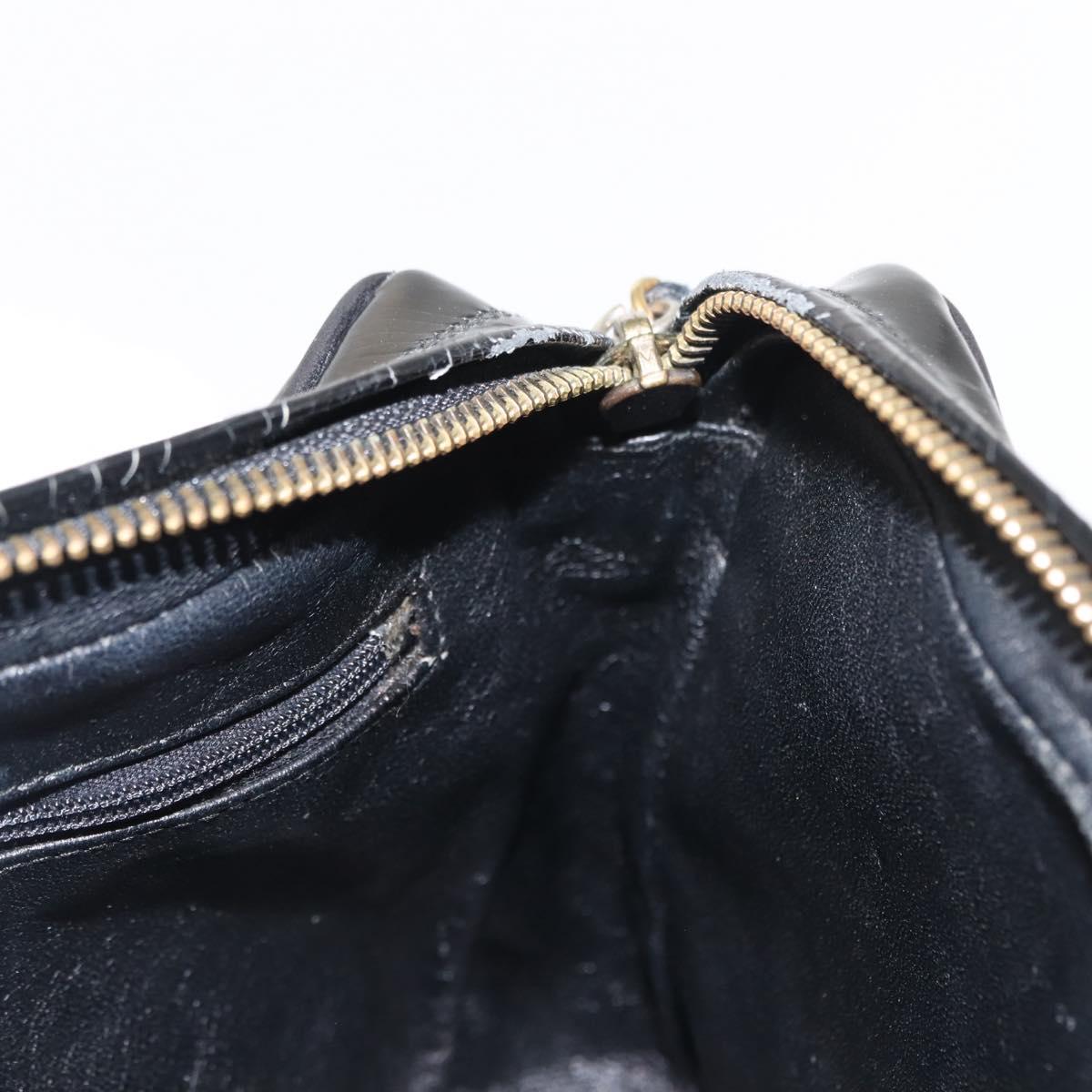 CHANEL Chain Matelasse Shoulder Bag Patent leather Black Gold CC Auth bs29829