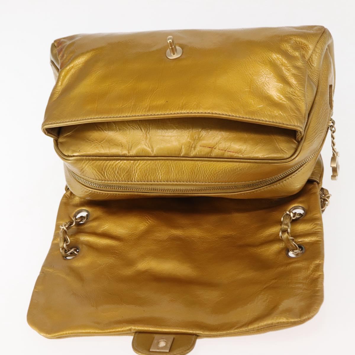 CHANEL Chain Shoulder Bag Enamel Gold CC Auth bs29830