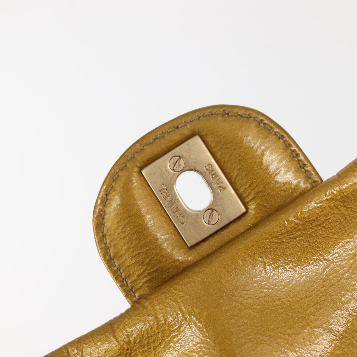 CHANEL Chain Shoulder Bag Enamel Gold CC Auth bs29830