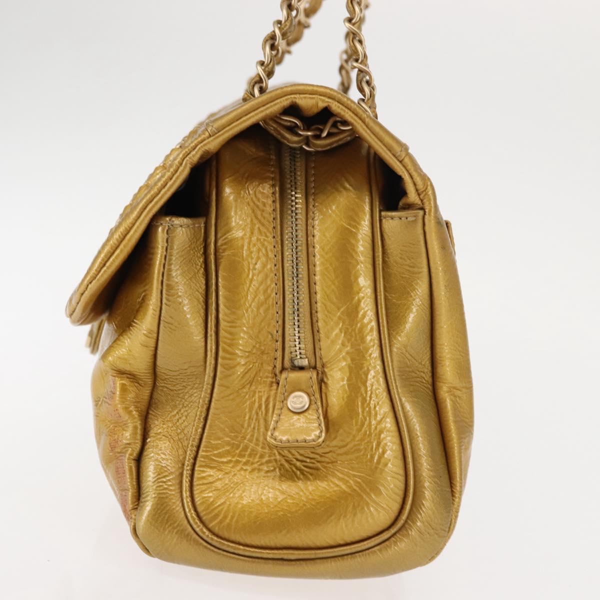 CHANEL Chain Shoulder Bag Enamel Gold CC Auth bs29830