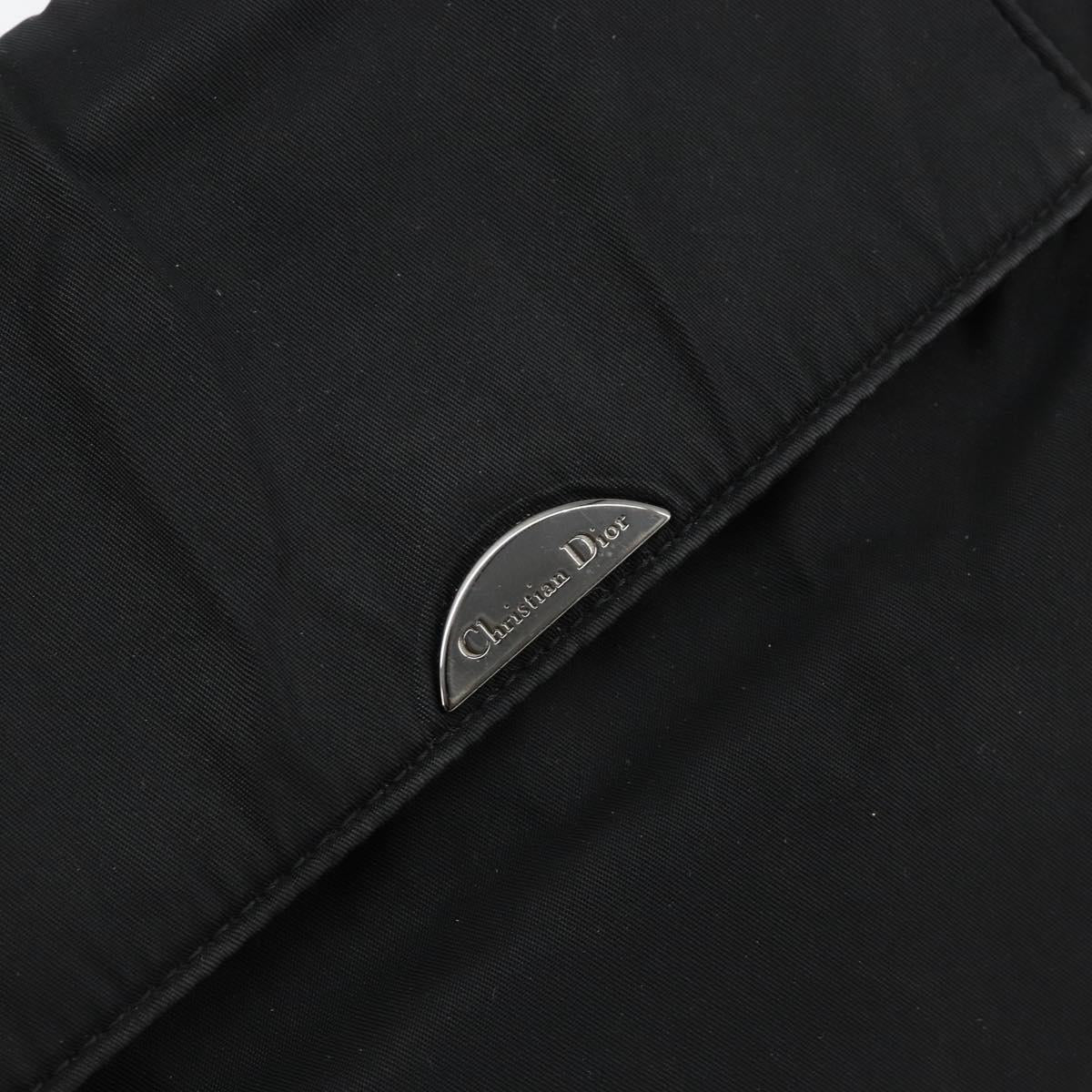 Christian Dior Maris Pearl Shoulder Bag Nylon Black Silver Auth bs29832