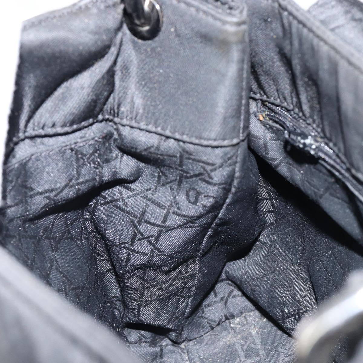 Christian Dior Maris Pearl Shoulder Bag Nylon Black Silver Auth bs29832