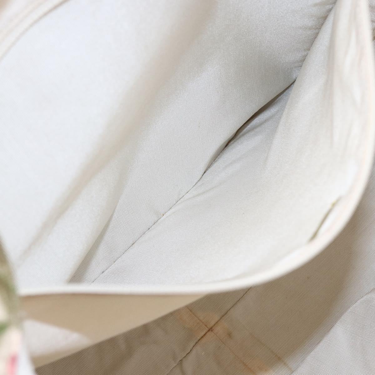 CHANEL Flower Pattern Tote Bag Canvas Cream Red gold CC Auth bs29833