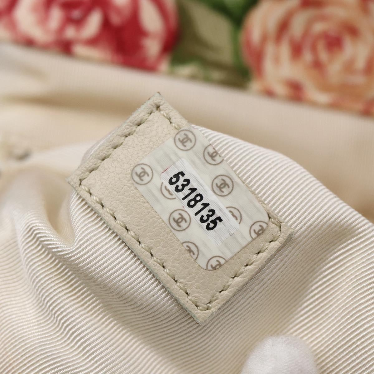 CHANEL Flower Pattern Tote Bag Canvas Cream Red gold CC Auth bs29833