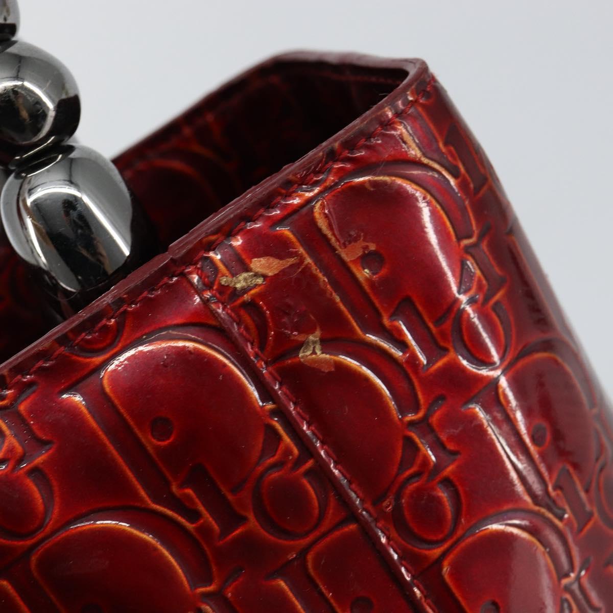 Christian Dior Trotter Canvas Maris Pearl Bag Patent leather Red Auth bs29834