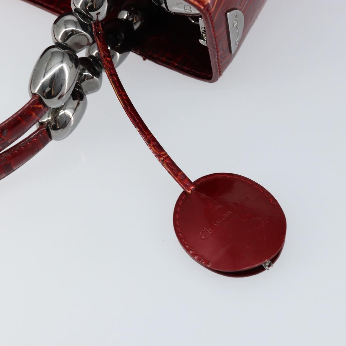 Christian Dior Trotter Canvas Maris Pearl Bag Patent leather Red Auth bs29834
