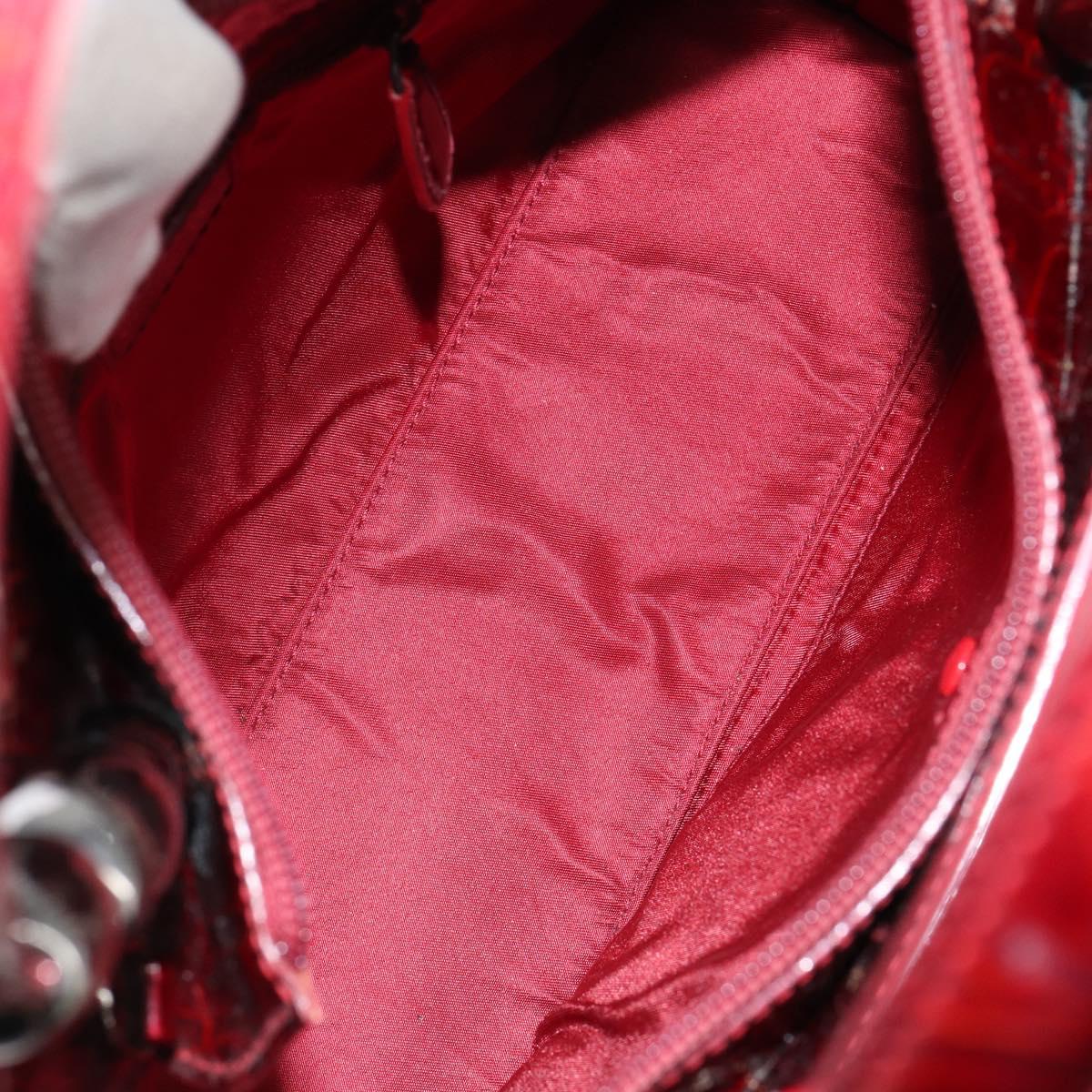 Christian Dior Trotter Canvas Maris Pearl Bag Patent leather Red Auth bs29834