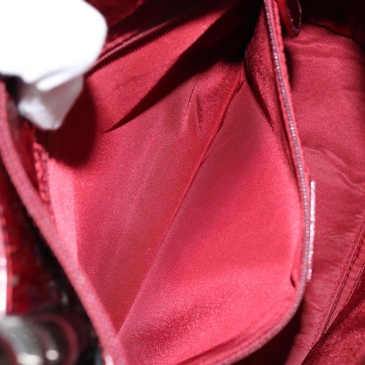 Christian Dior Trotter Canvas Maris Pearl Bag Patent leather Red Auth bs29834