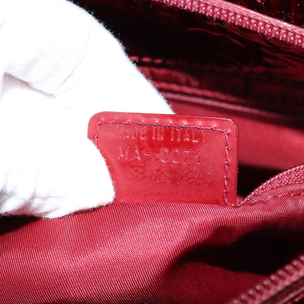 Christian Dior Trotter Canvas Maris Pearl Bag Patent leather Red Auth bs29834