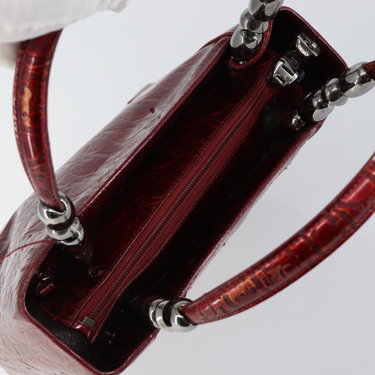 Christian Dior Trotter Canvas Maris Pearl Bag Patent leather Red Auth bs29834