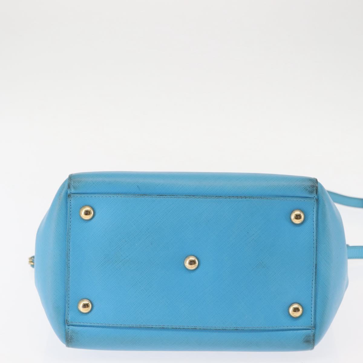 Salvatore Ferragamo Vala Chain Bag Leather 2way Light Blue Gold Auth bs29835